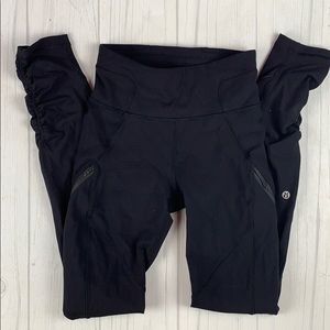 Lululemon black leggings tights zipper scrunched